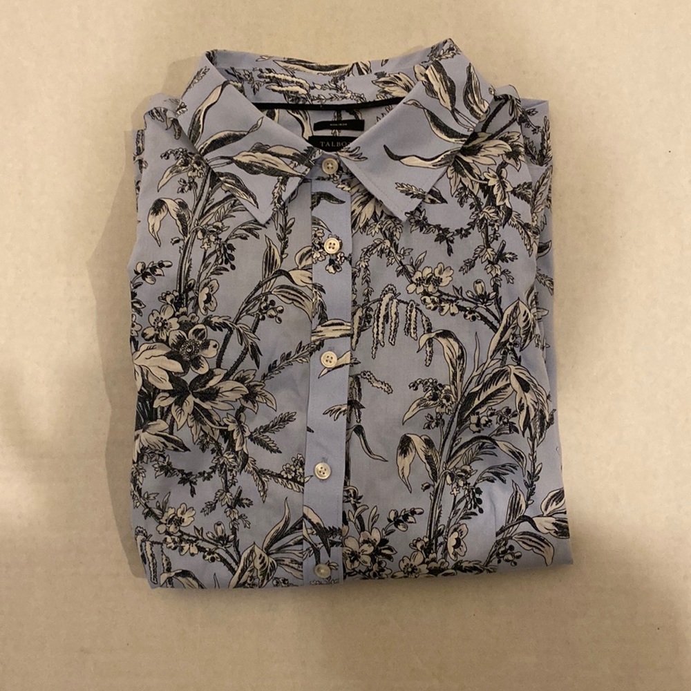 Talbots Blue Floral Button Down Shirt